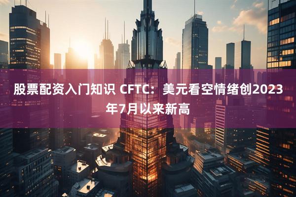 股票配资入门知识 CFTC：美元看空情绪创2023年7月以来新高