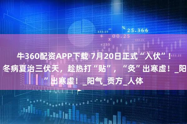 牛360配资APP下载 7月20日正式“入伏”！近10年最短！冬病夏治三伏天，趁热打“贴”，“灸”出寒虚！_阳气_贡方_人体