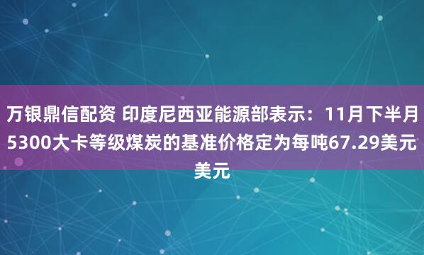 万银鼎信配资 印度尼西亚能源部表示：11月下半月5300大卡等级煤炭的基准价格定为每吨67.29美元